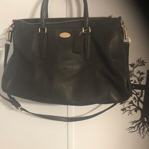 Coach Black Leather Satchel with Gold Hardware